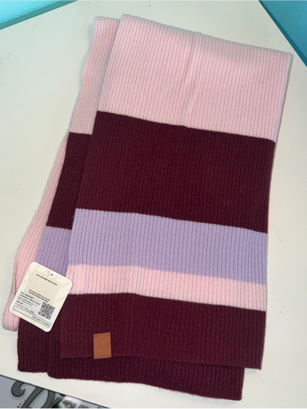 Fabletics Colorblock Rib-Knit Scarf in Pink, Lavender & Burgundy